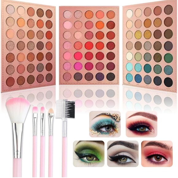 105‑Color Eyeshadow Palette + 6‑Piece Brush Set – Matte & Shimmer – NWT - Picture 2 of 6